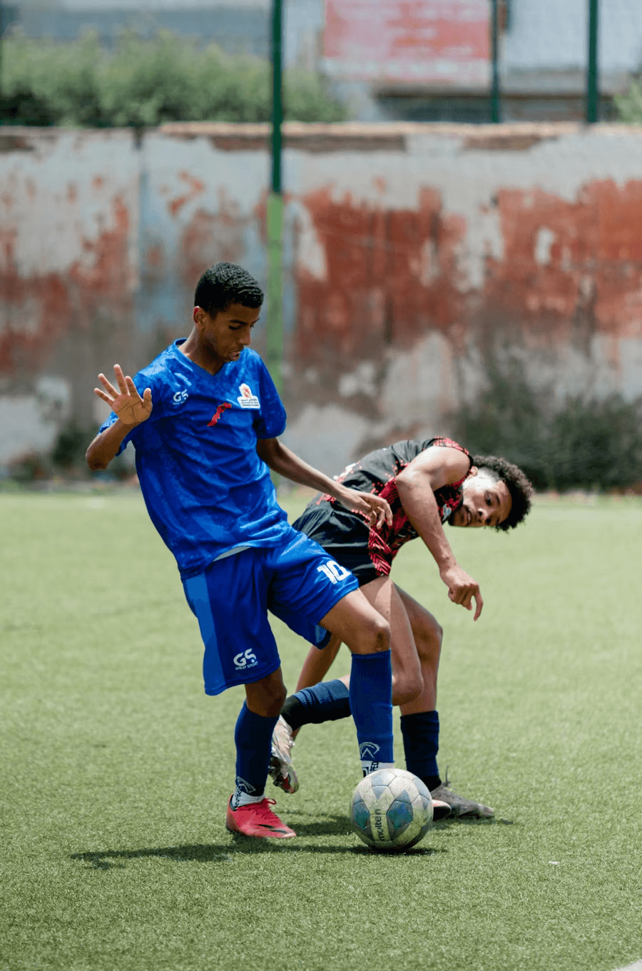 Football players in action
