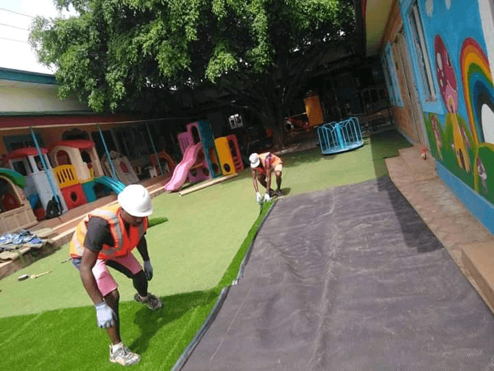 Children playing on artificial turf